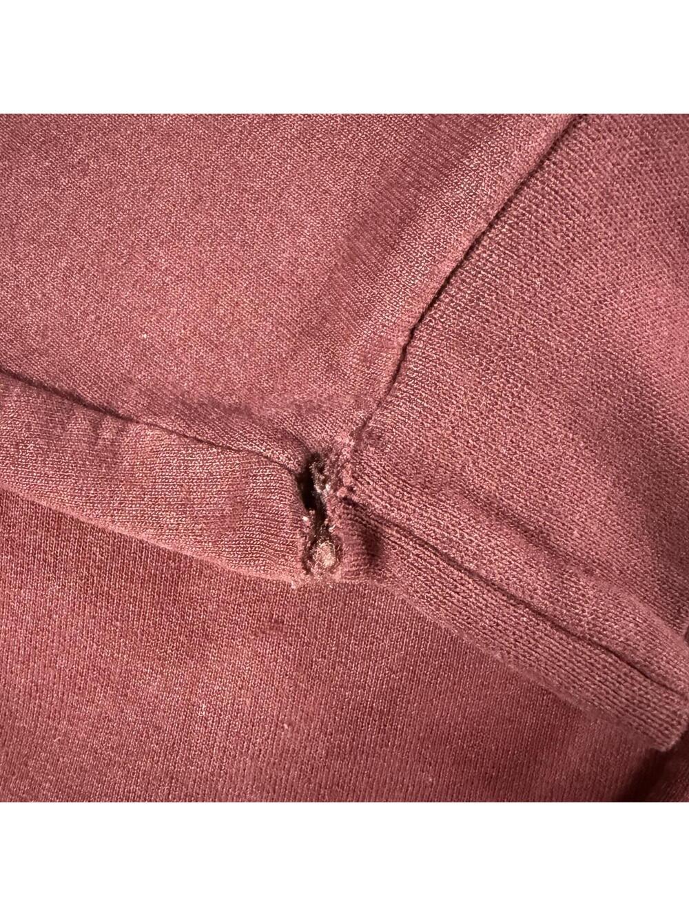 Vintage Champion Eco Fleece Dean College Hoodie Maroon XL - Distressed - Picture 3 of 8